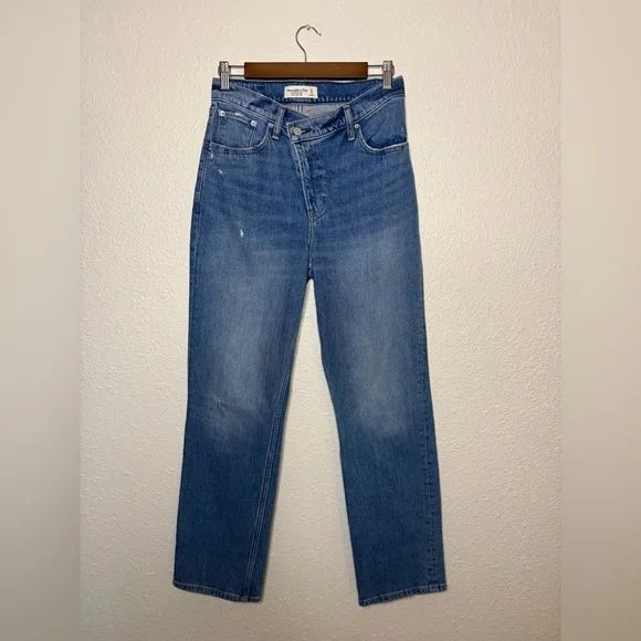 ABERCROMBIE The ‘90s Straight Ultra High Rise Crossover Stretch Jeans Womens 27 - Picture 2 of 8